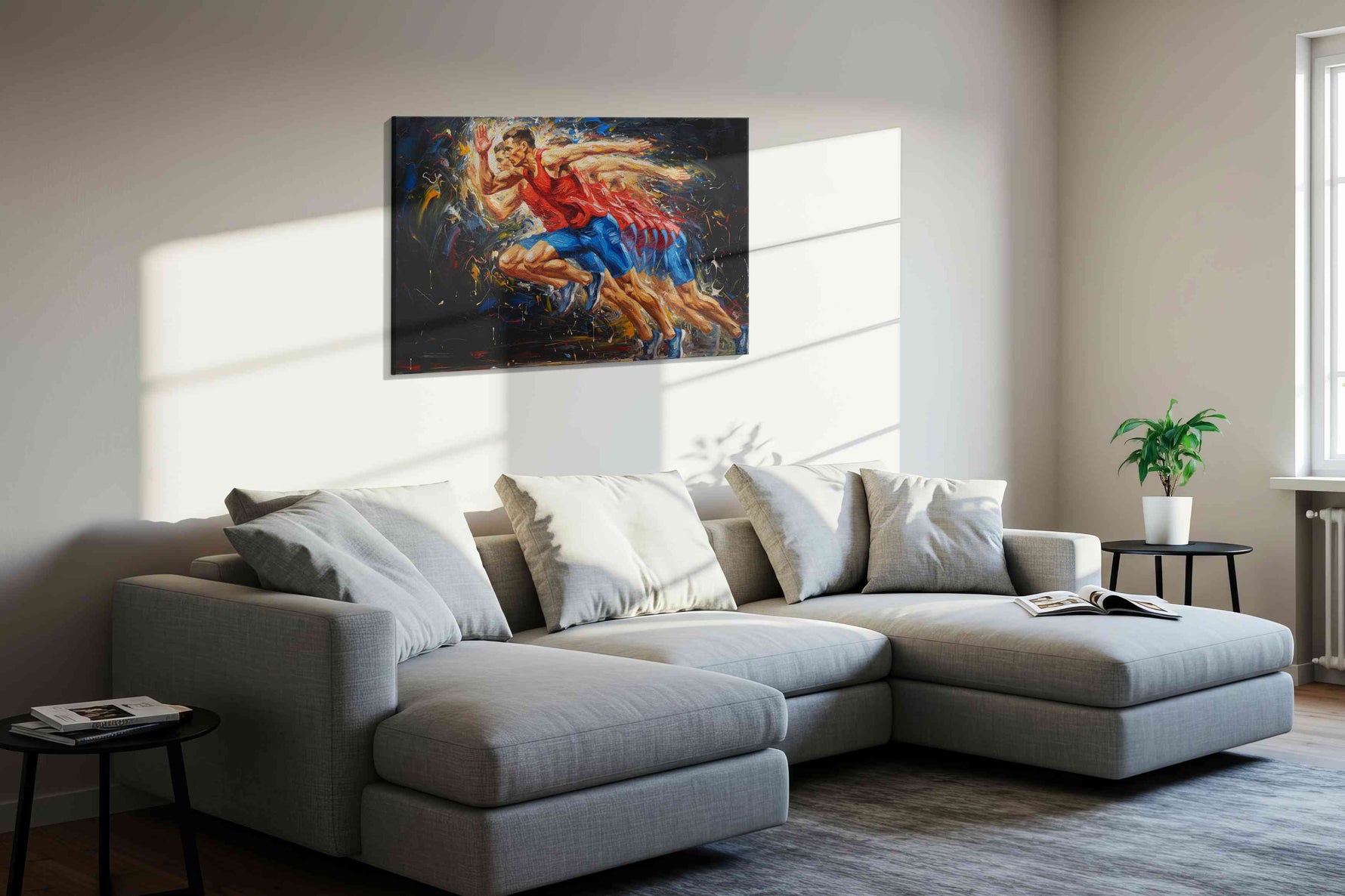 Energy in Motion sports canvas print in a living room scene
