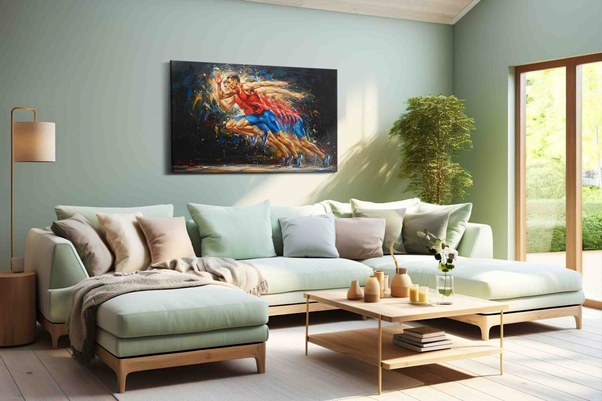 Energy in Motion sports canvas print, hanging on wall