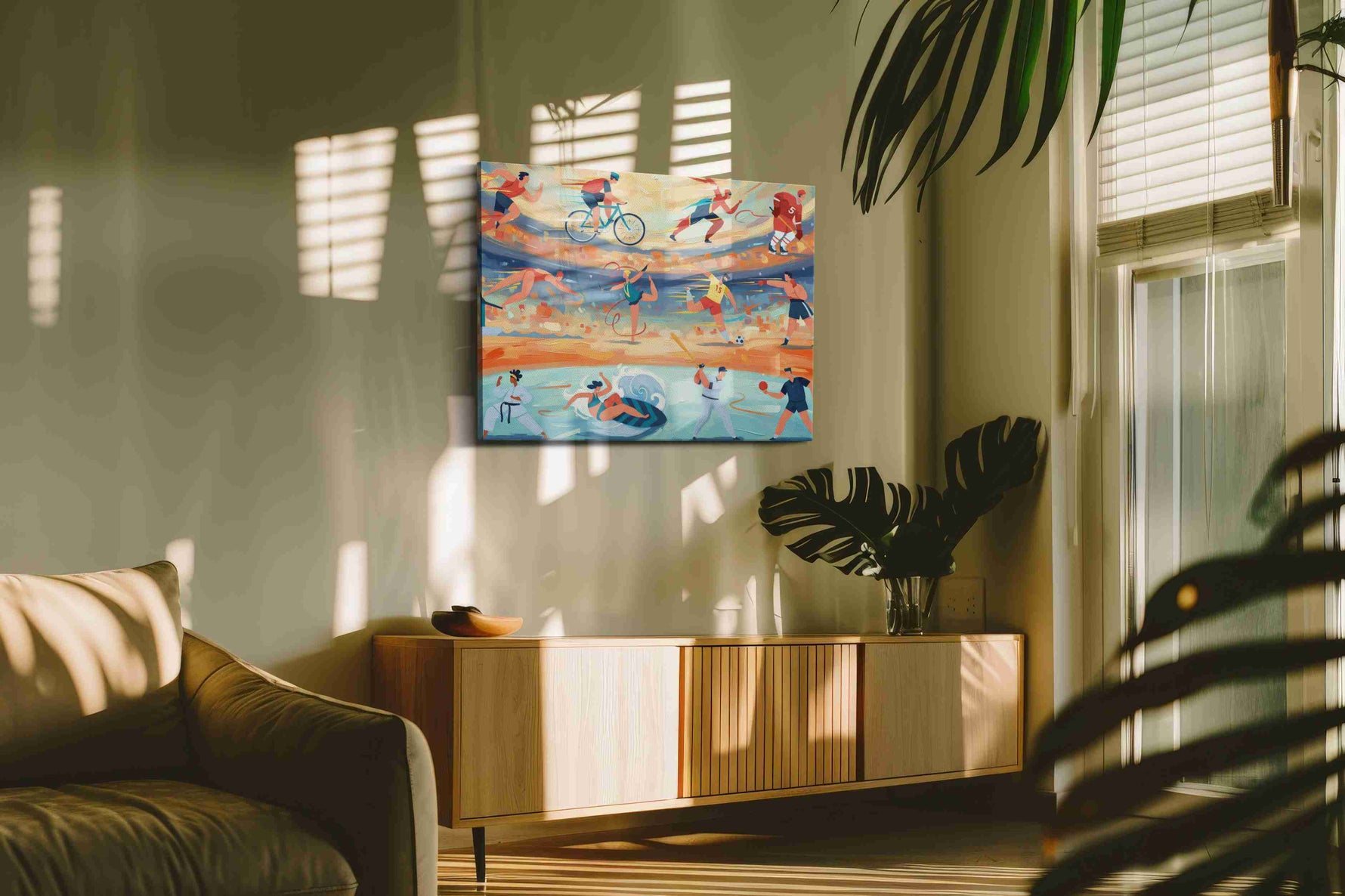 Eternal Motion Sporting Symphony sports canvas print, displayed in a living room