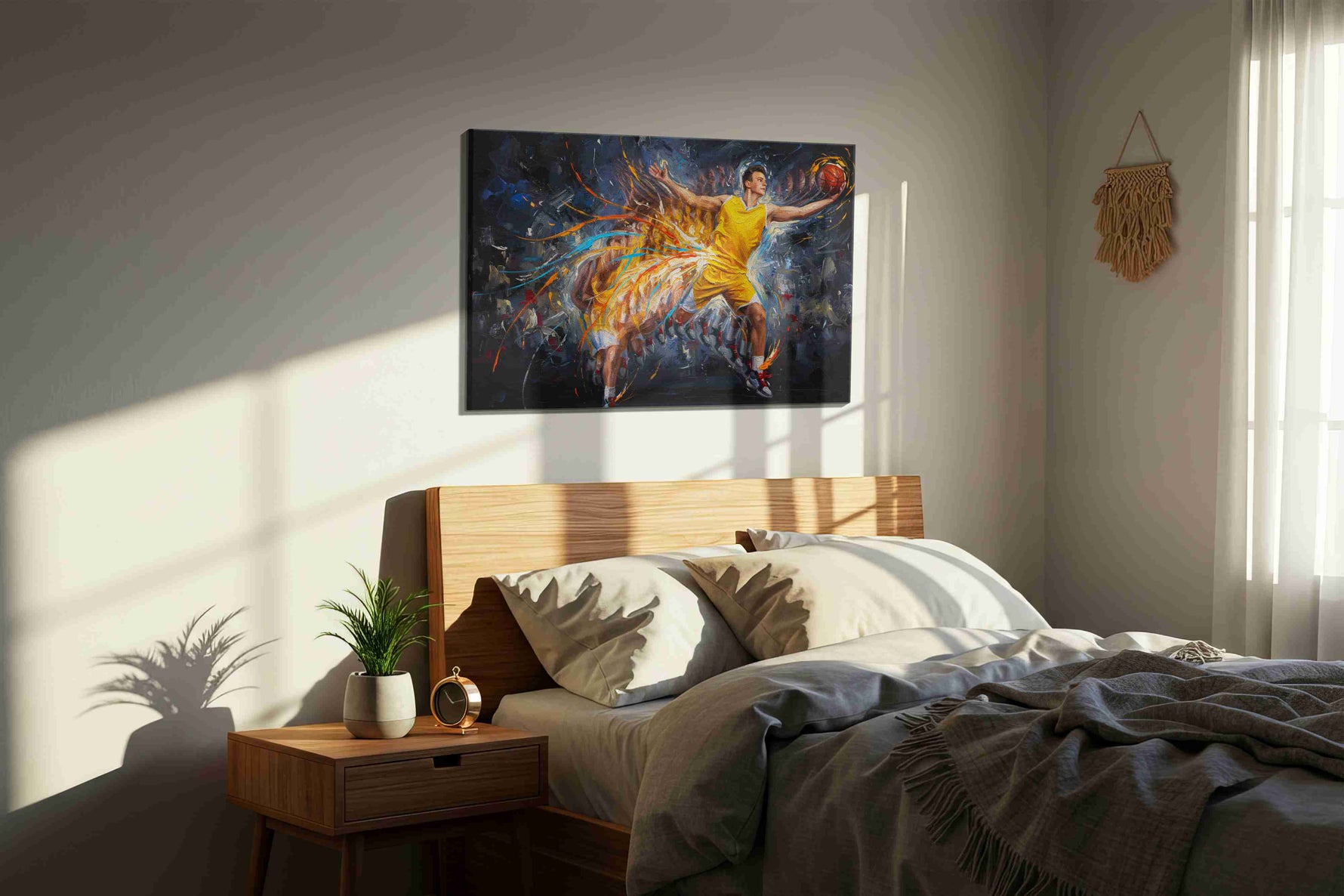 Ethereal Dunk sports canvas print, displayed in a bedroom