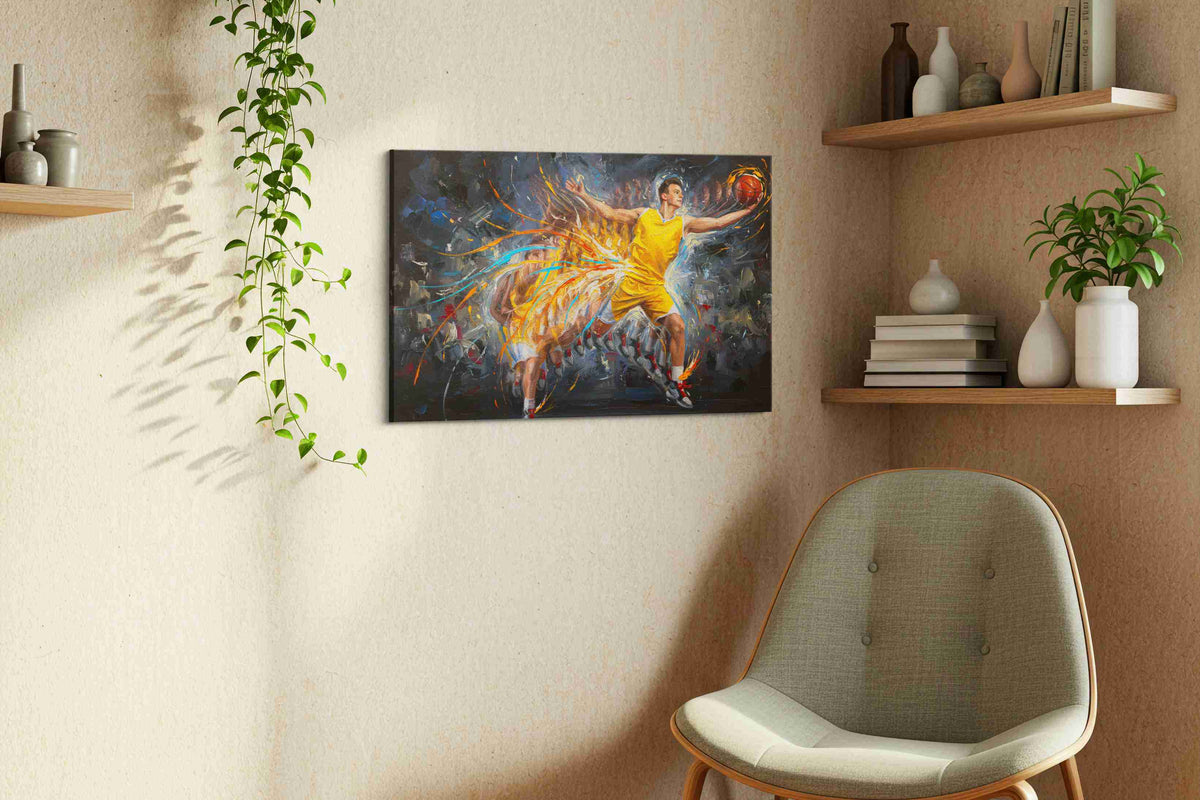 Ethereal Dunk sports canvas print in a living room scene