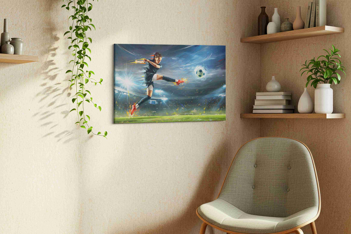 Euphoria of the Game sports canvas print in a living room scene