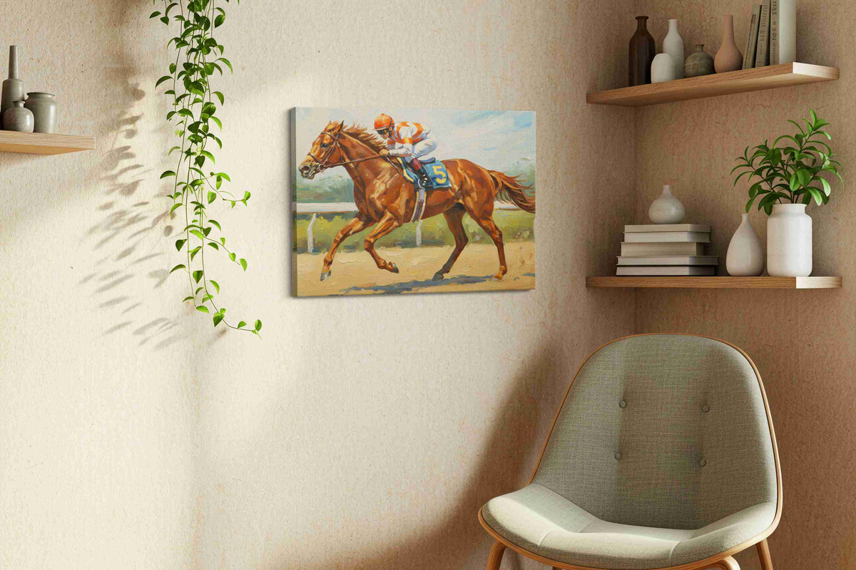 Gallop Towards Glory horses canvas print, displayed in a living room