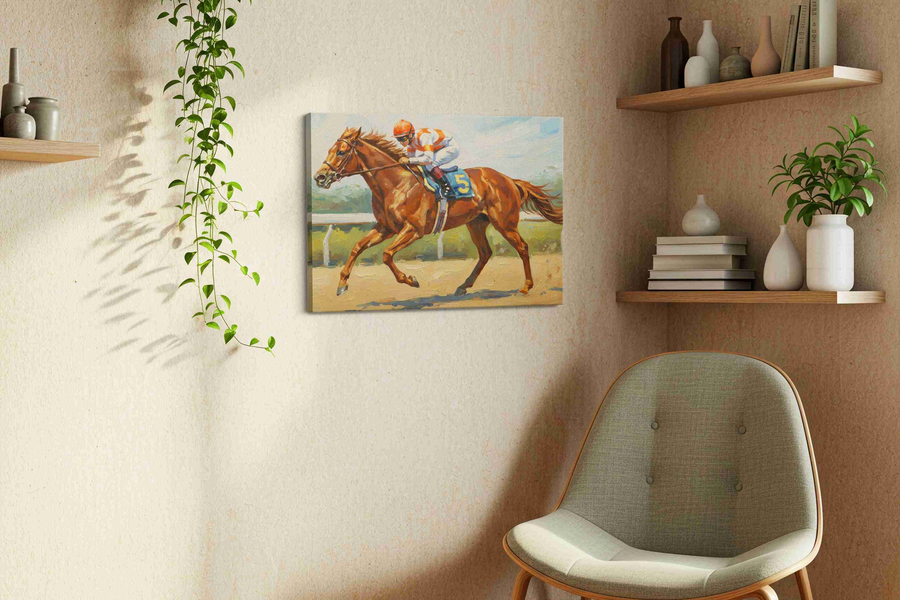 Gallop Towards Glory horses canvas print, displayed in a living room