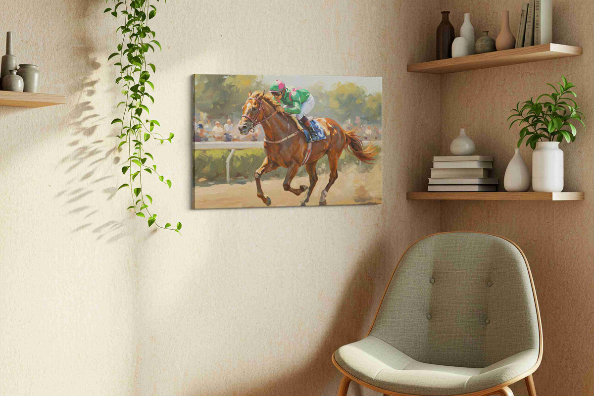 Gallop of Glory II horses canvas print in a living room scene
