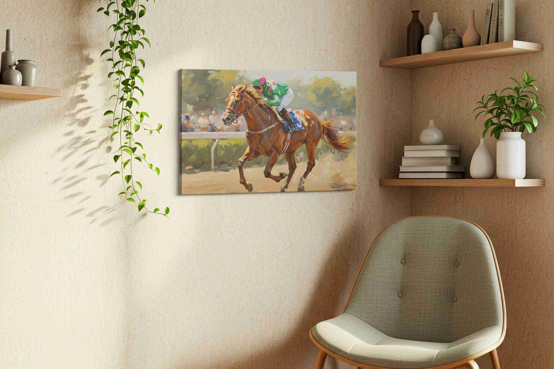 Gallop of Glory II horses canvas print in a living room scene
