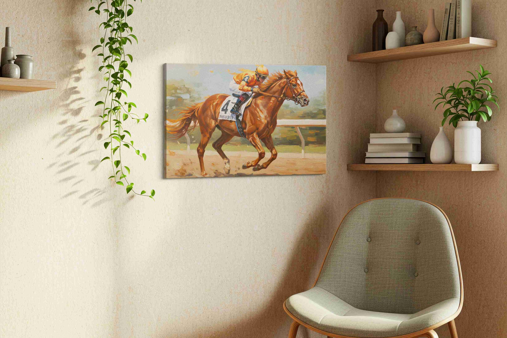 Gallop to Glory horses canvas print in a living room scene