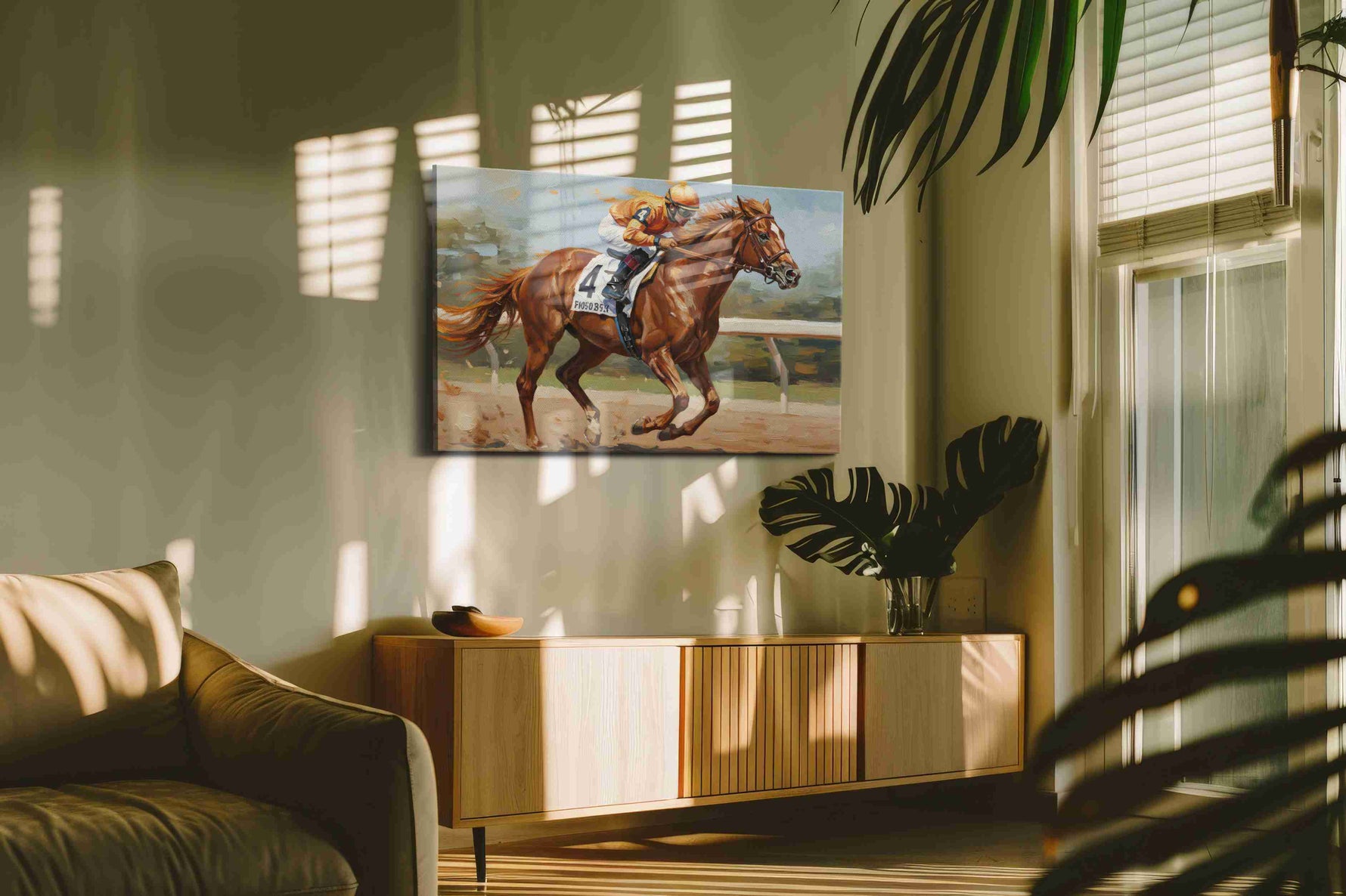Gallop to Glory horses canvas print in a contemporary interior mockup