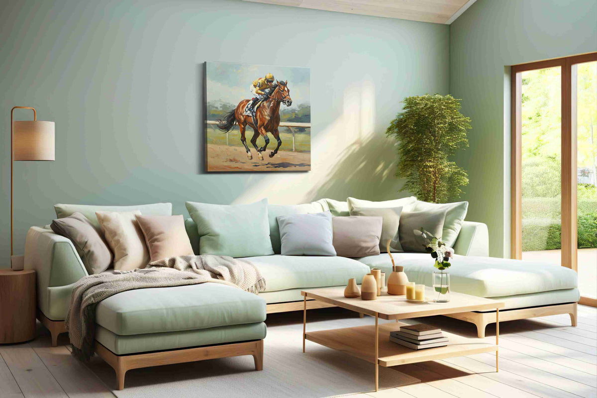 Galloping Glory II horses canvas print, hanging on wall