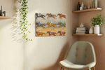 Galloping Triumph horses canvas print, displayed in a living room