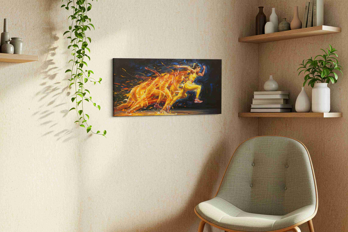 Ignite the Spirit of Flight sports canvas print, hanging on wall