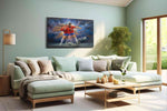 Kinetic Soccer Symphony sports canvas print, hanging on wall