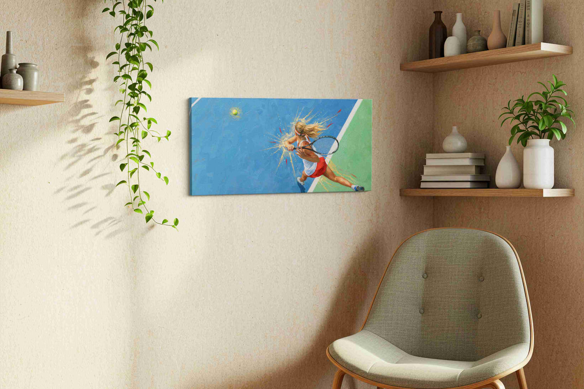 Powerful Serve in Motion – sports canvas wall art, gallery-wrapped, ready to hang