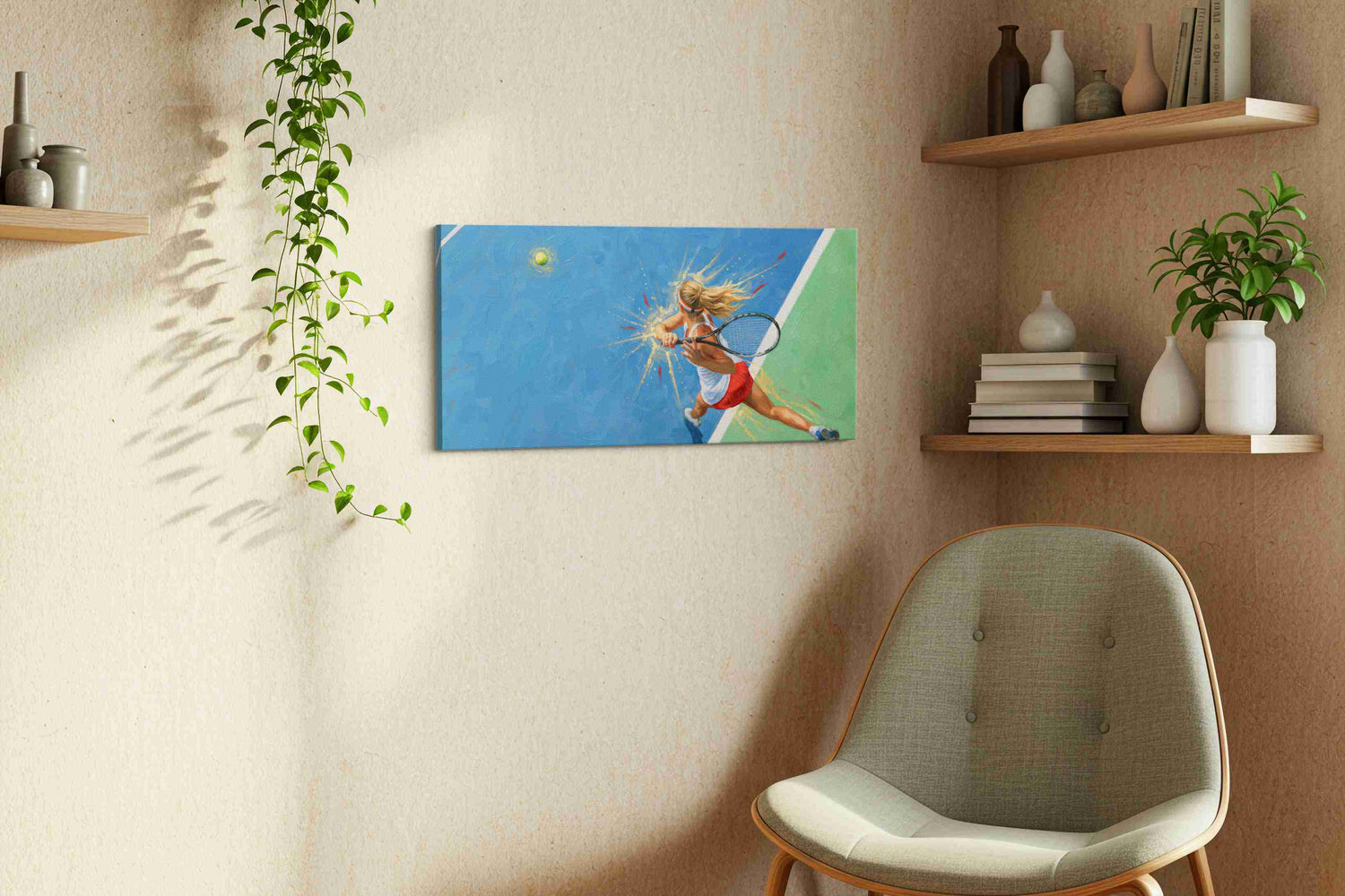 Powerful Serve in Motion – sports canvas wall art, gallery-wrapped, ready to hang
