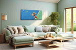 Powerful Serve in Motion sports canvas print, hanging on wall