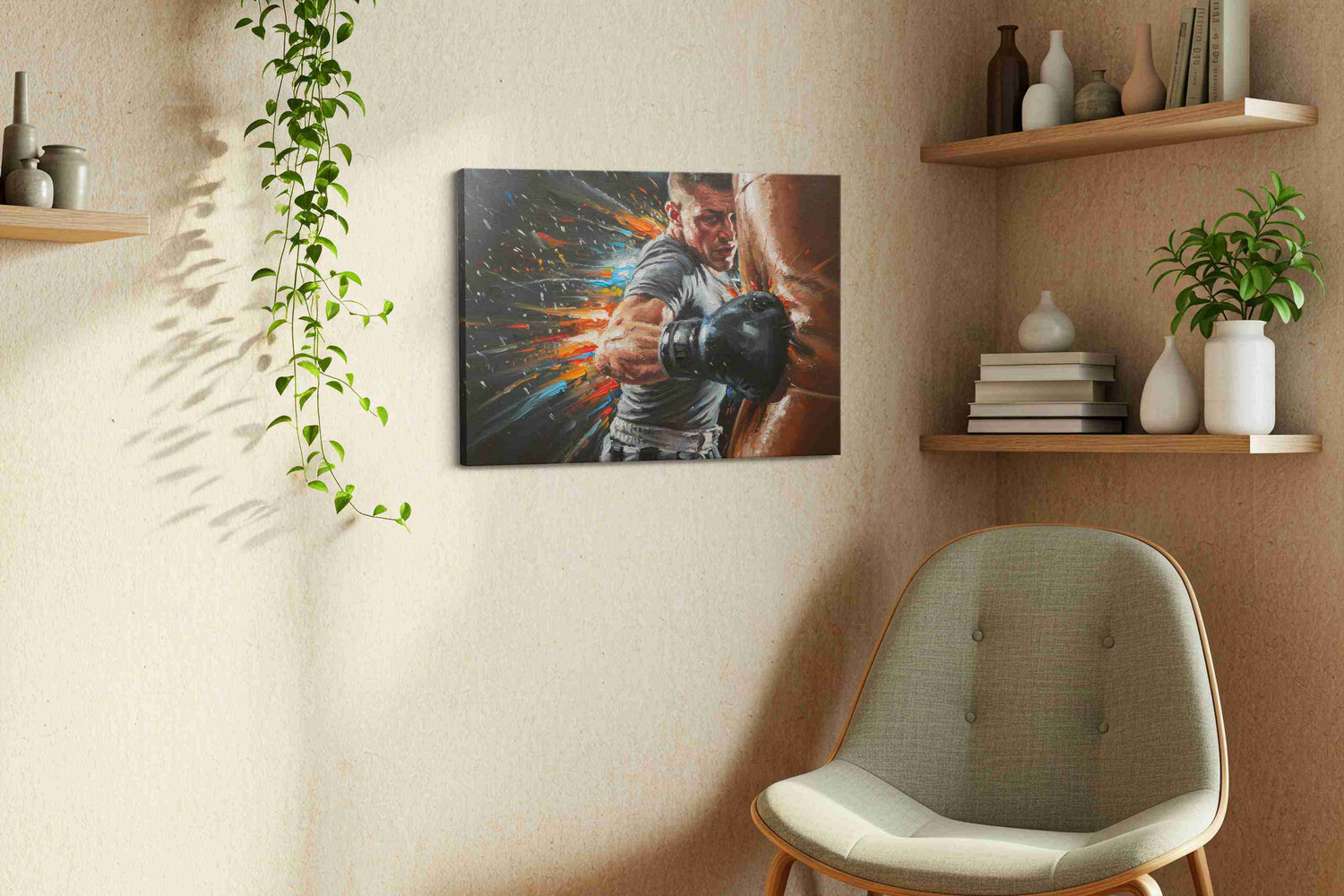 Punching Through Time – sports canvas wall art, gallery-wrapped, ready to hang