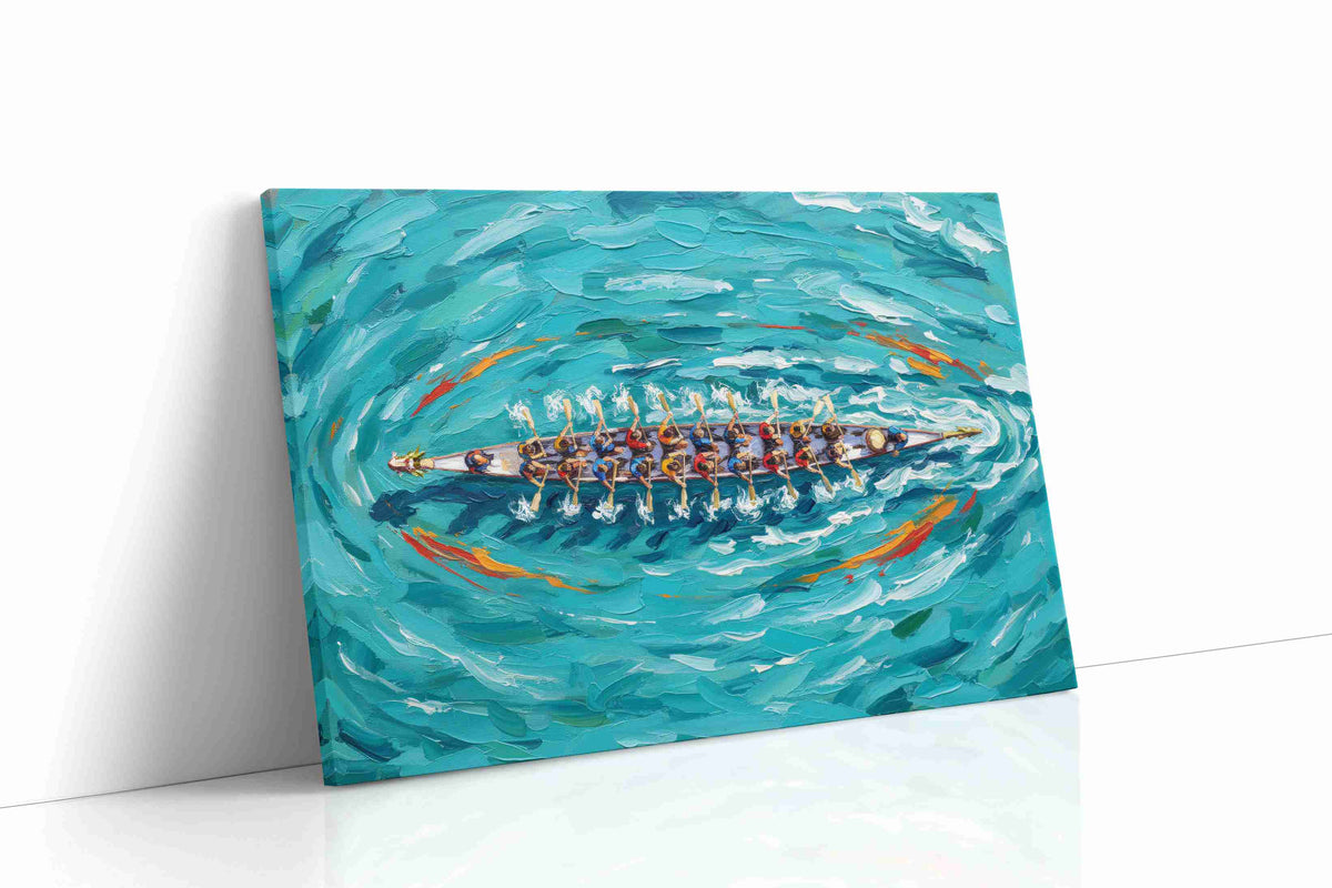 Rhythm of the Oars sports canvas print gallery-wrapped landscape canvas studio shot
