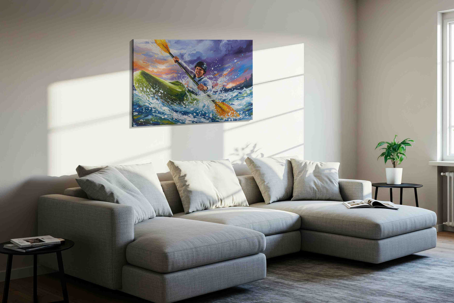 Rushing Rapids Adventure – sports canvas wall art, gallery-wrapped, ready to hang