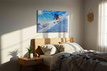 Snowbound Symphony sports canvas print, displayed in a bedroom