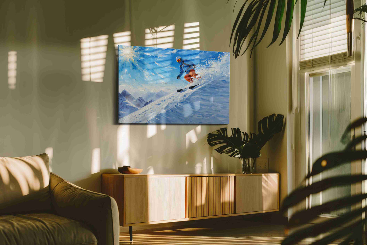 Snowbound Symphony sports canvas print in a contemporary interior mockup