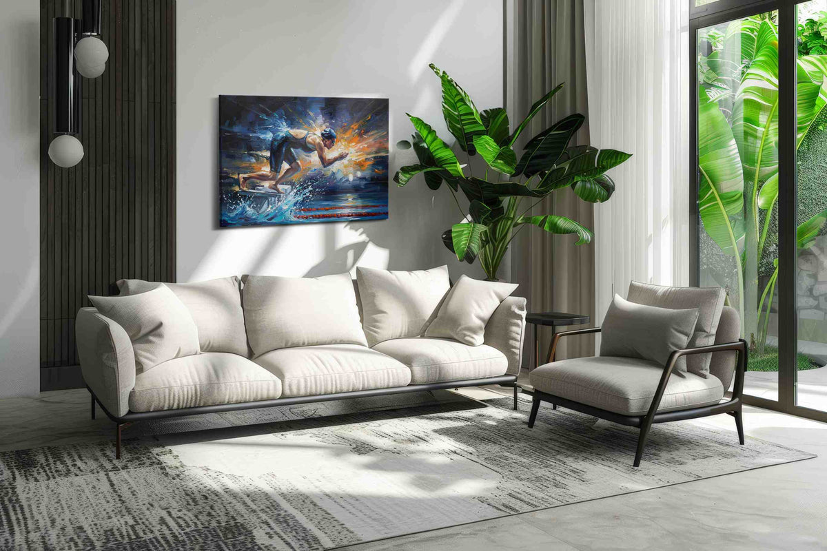 Splash of Determination sports canvas print, on wall, lifestyle preview