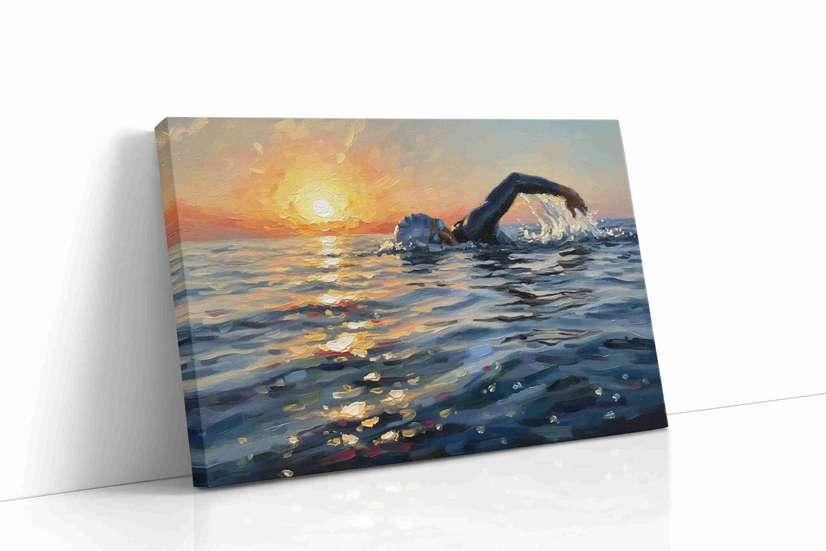 Sunlit Serenity Swim sports canvas print gallery-wrapped landscape canvas studio shot
