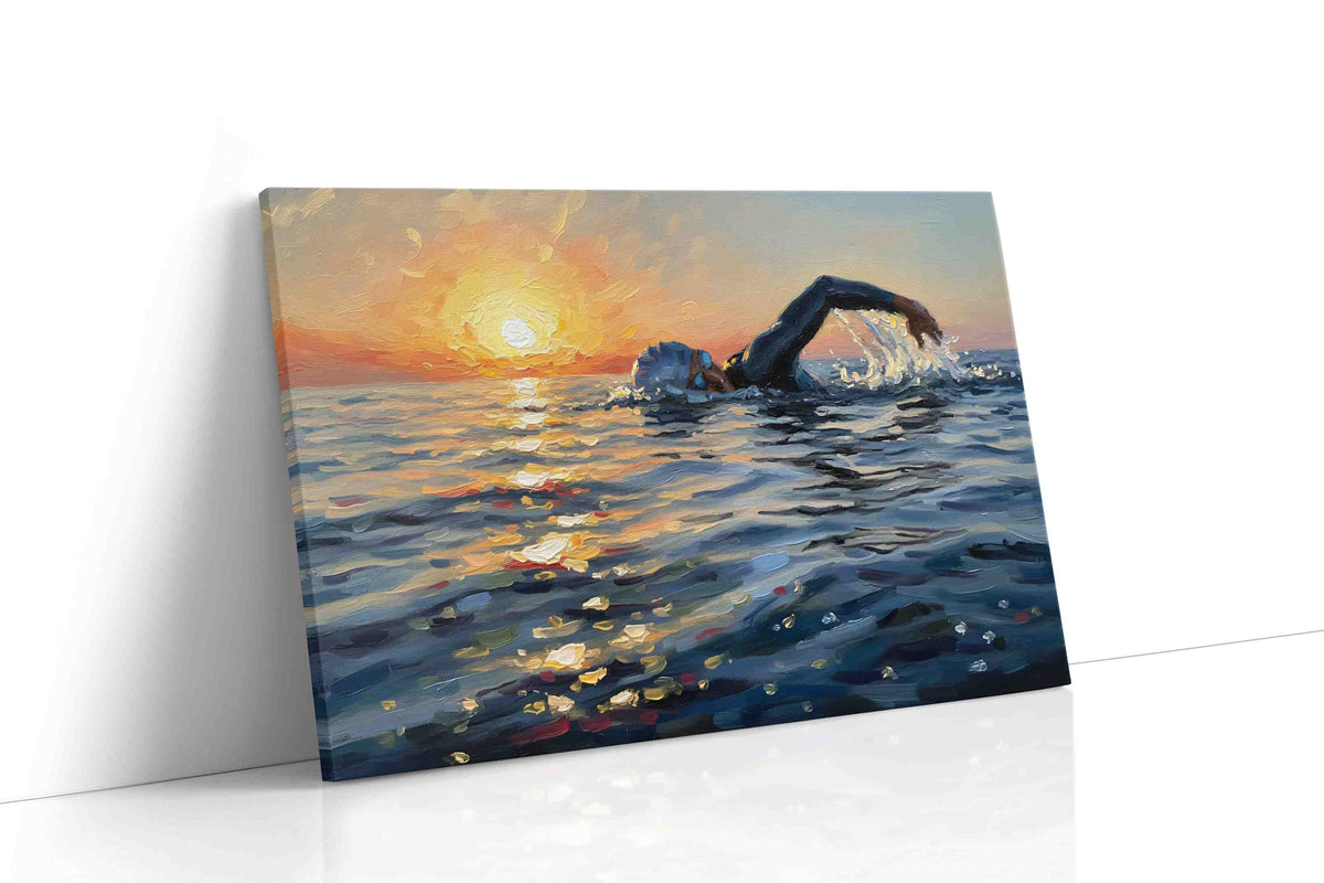 Sunlit Serenity Swim sports canvas print, gallery-wrapped, ready to hang