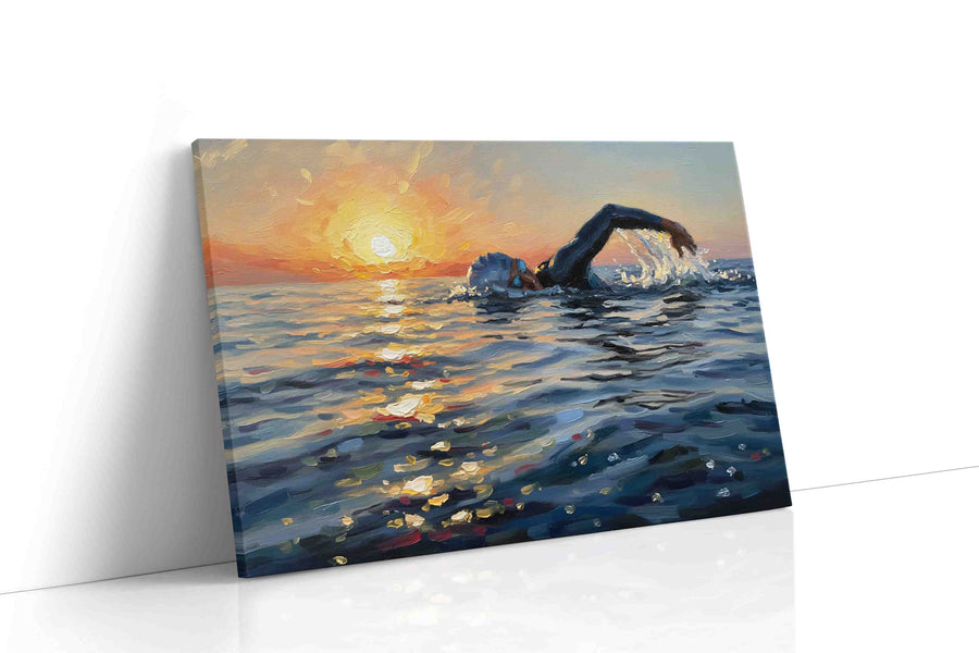 Sunlit Serenity Swim sports canvas print, gallery-wrapped, ready to hang