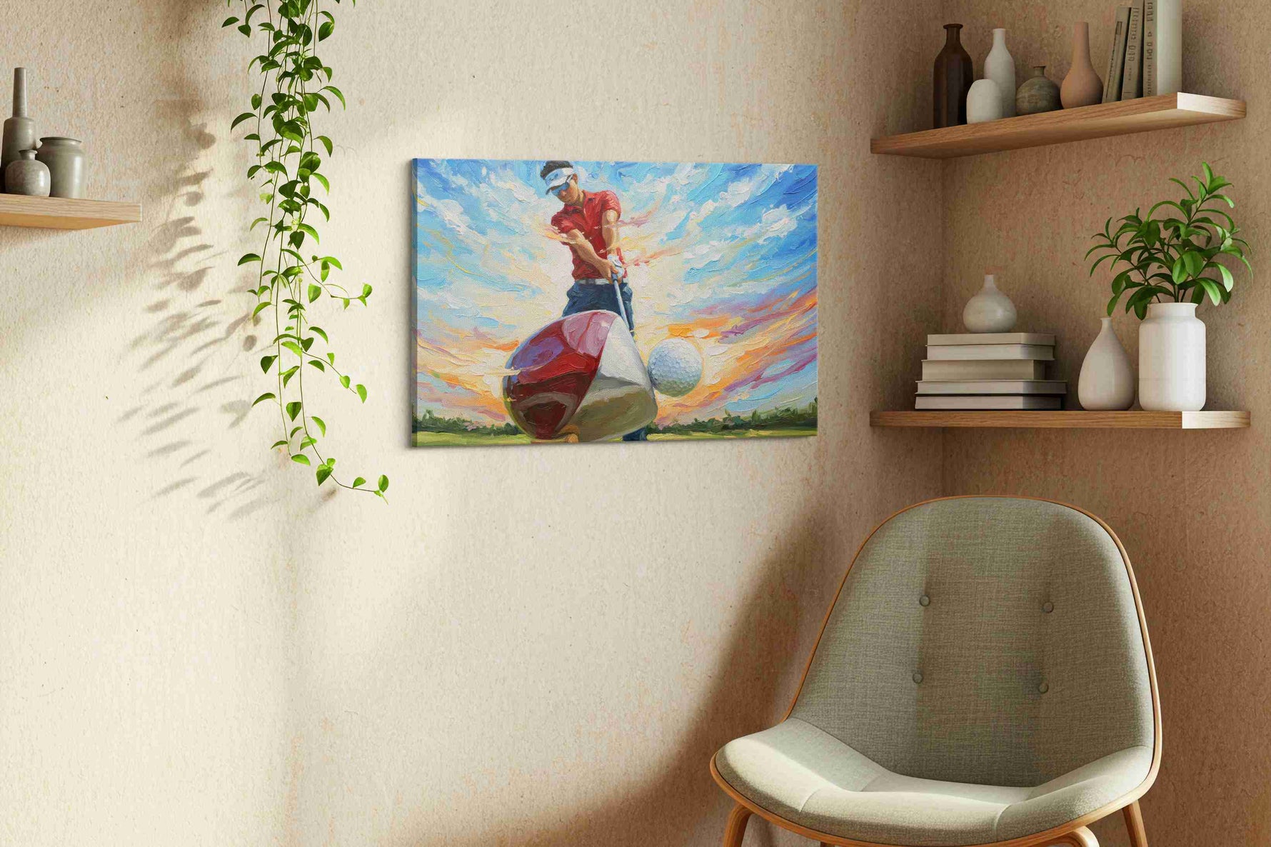 Swing of the Sunrise sports canvas print in a living room scene