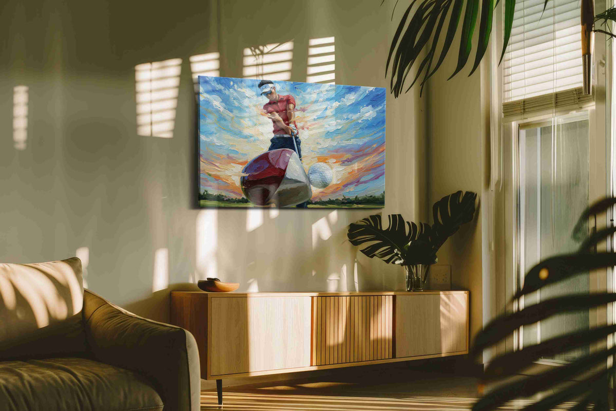 Swing of the Sunrise sports canvas print, on wall, lifestyle preview