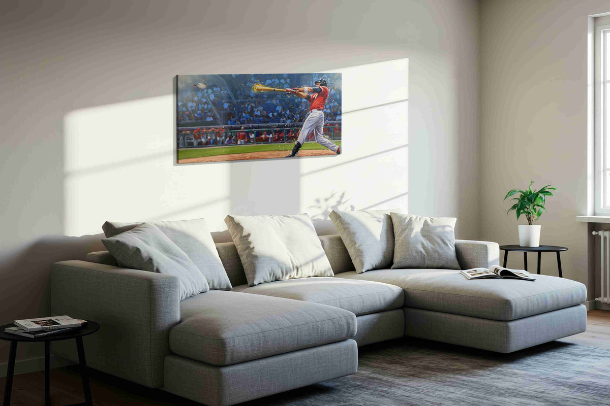 The Swing of Triumph sports canvas print in a living room scene