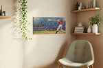 The Swing of Triumph sports canvas print, displayed in a living room