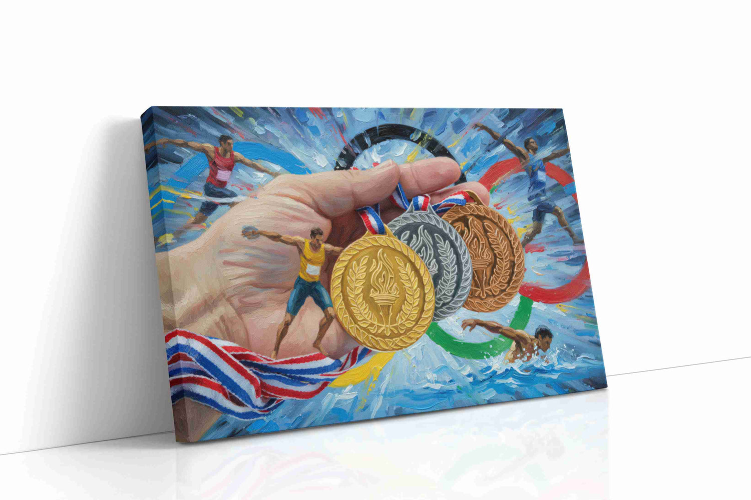 Triumph of the Rings sports canvas print, gallery-wrapped, ready to hang