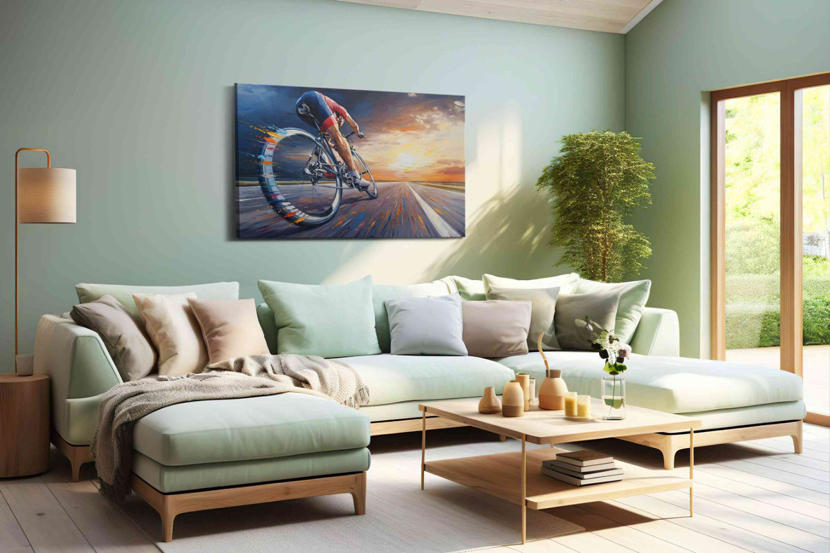 Velocity at Dawn sports canvas print, hanging on wall