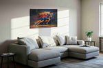Velocity in Motion sports canvas print, displayed in a living room