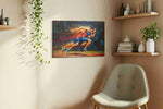 Velocity in Motion sports canvas print in a living room scene
