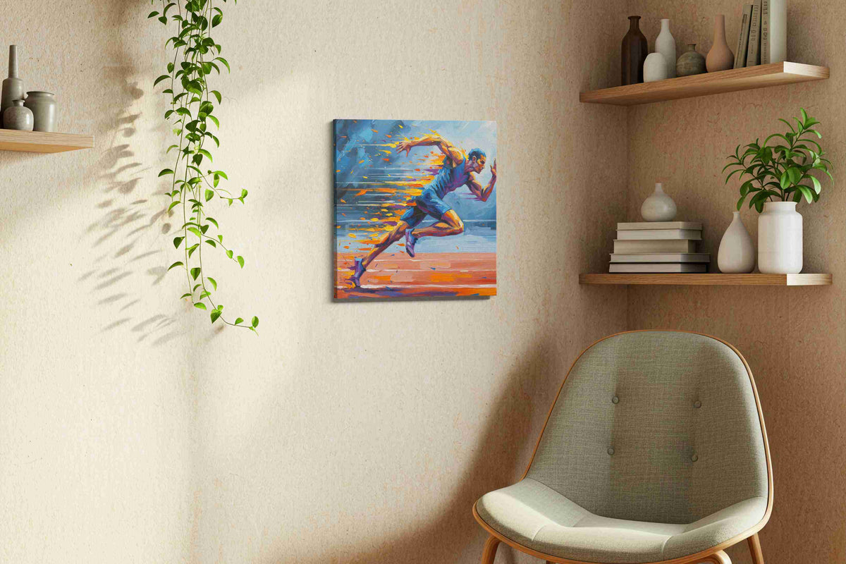 Velocity of Dreams sports canvas print, displayed in a living room