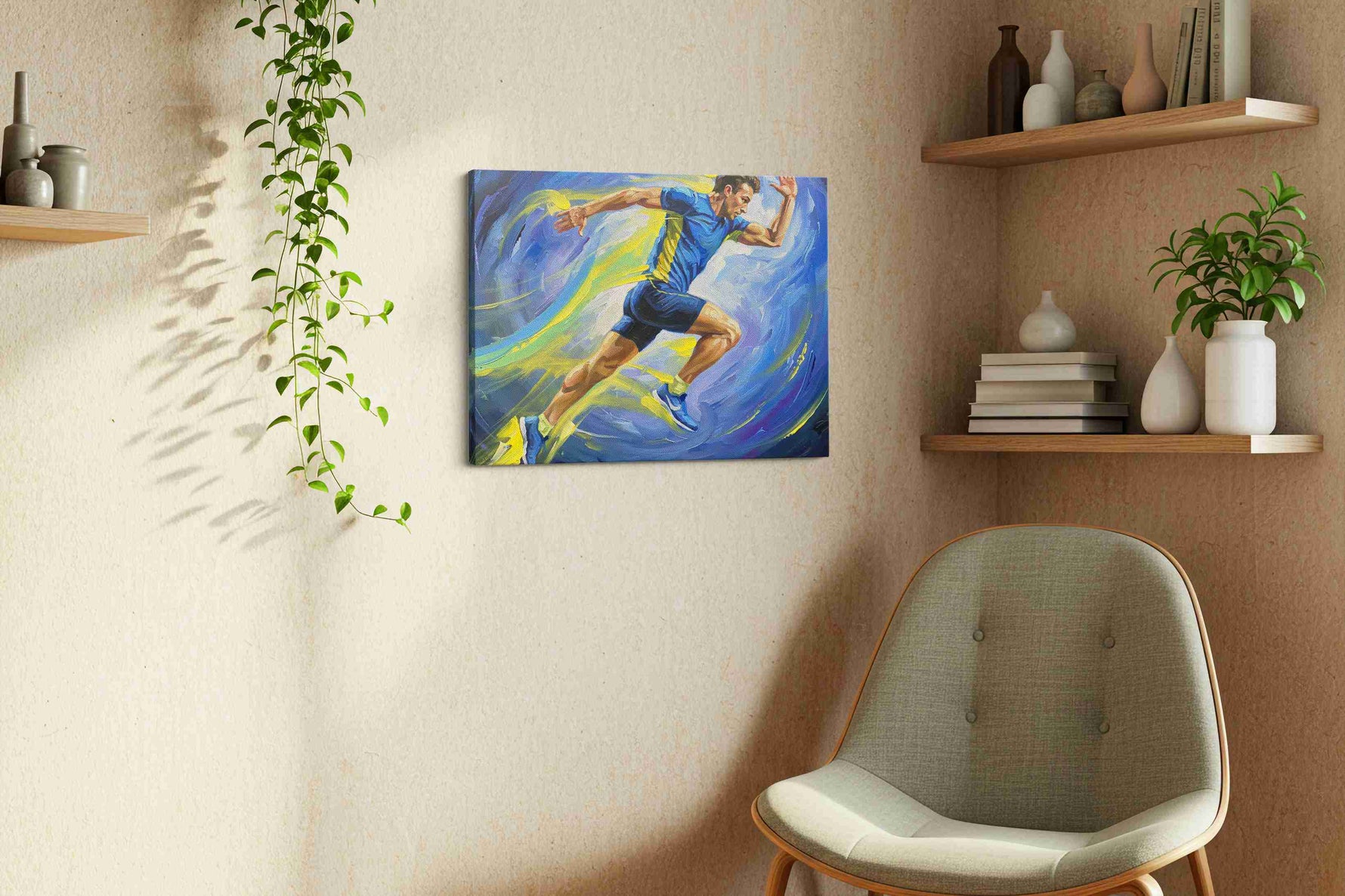 Vibrance of Victory sports canvas print in a living room scene