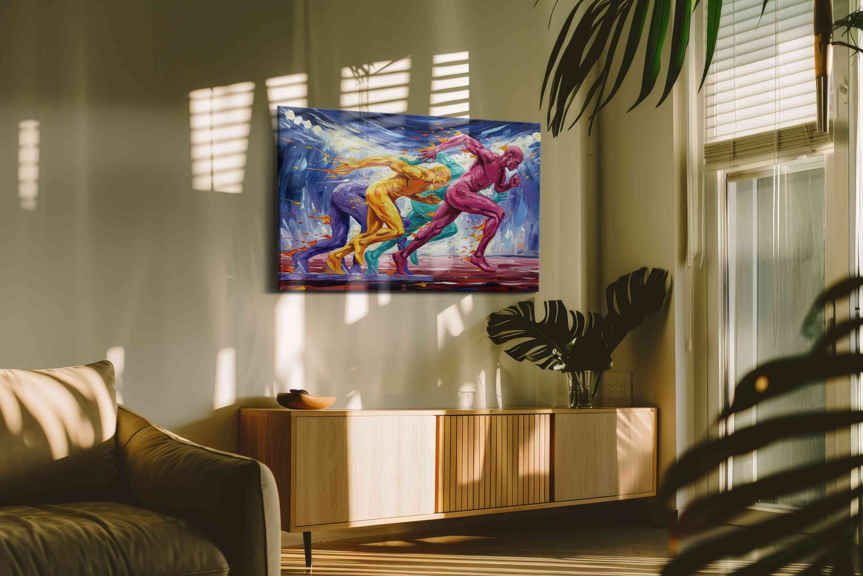 Vibrant Surge of Speed sports canvas print, on wall, lifestyle preview