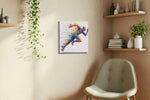 Vibrant Velocity sports canvas print, displayed in a living room