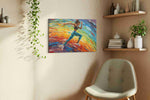 Vivacious Velocity sports canvas print, displayed in a living room