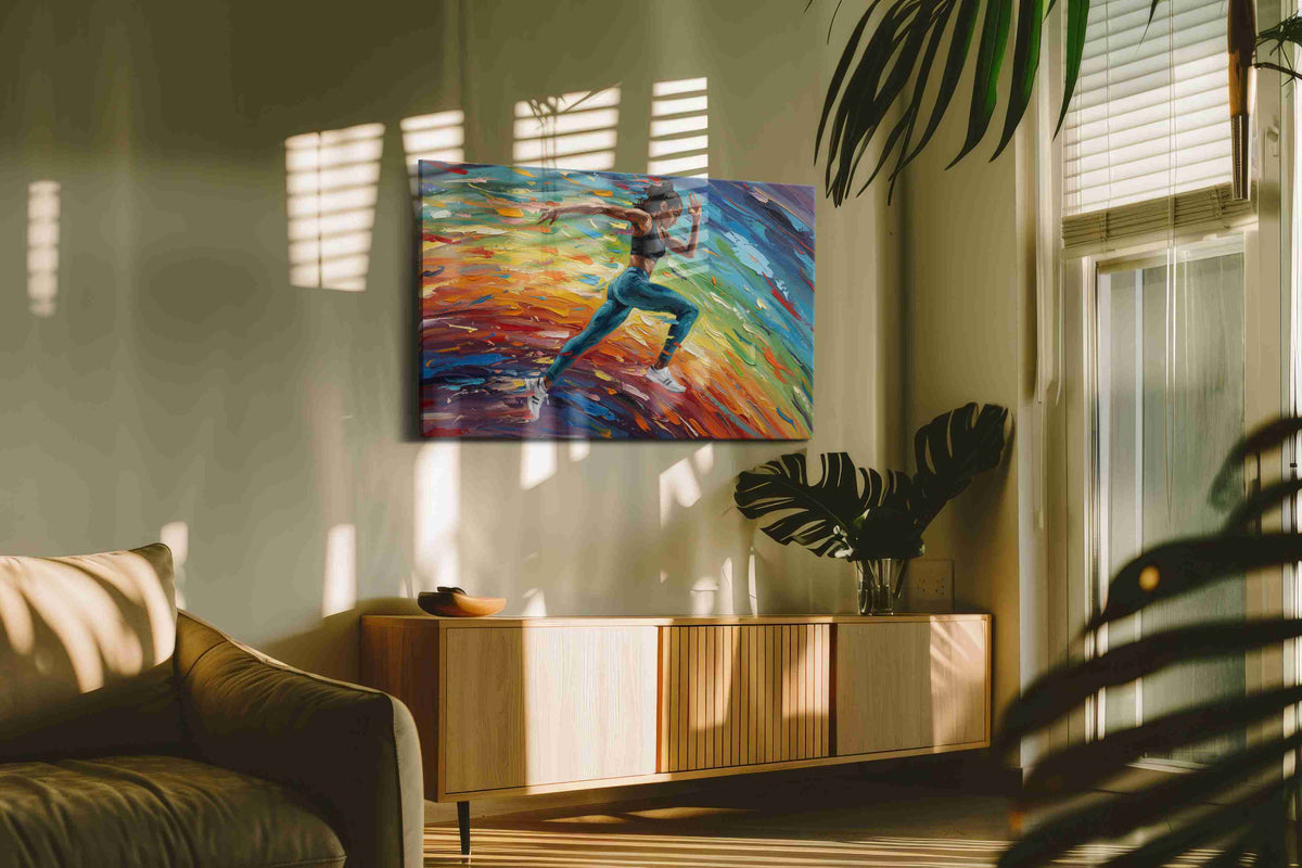 Vivacious Velocity sports canvas print in a contemporary interior mockup