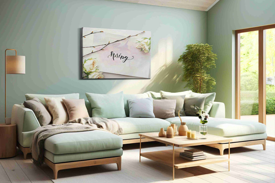 Whispers of Spring floral canvas print, hanging on wall