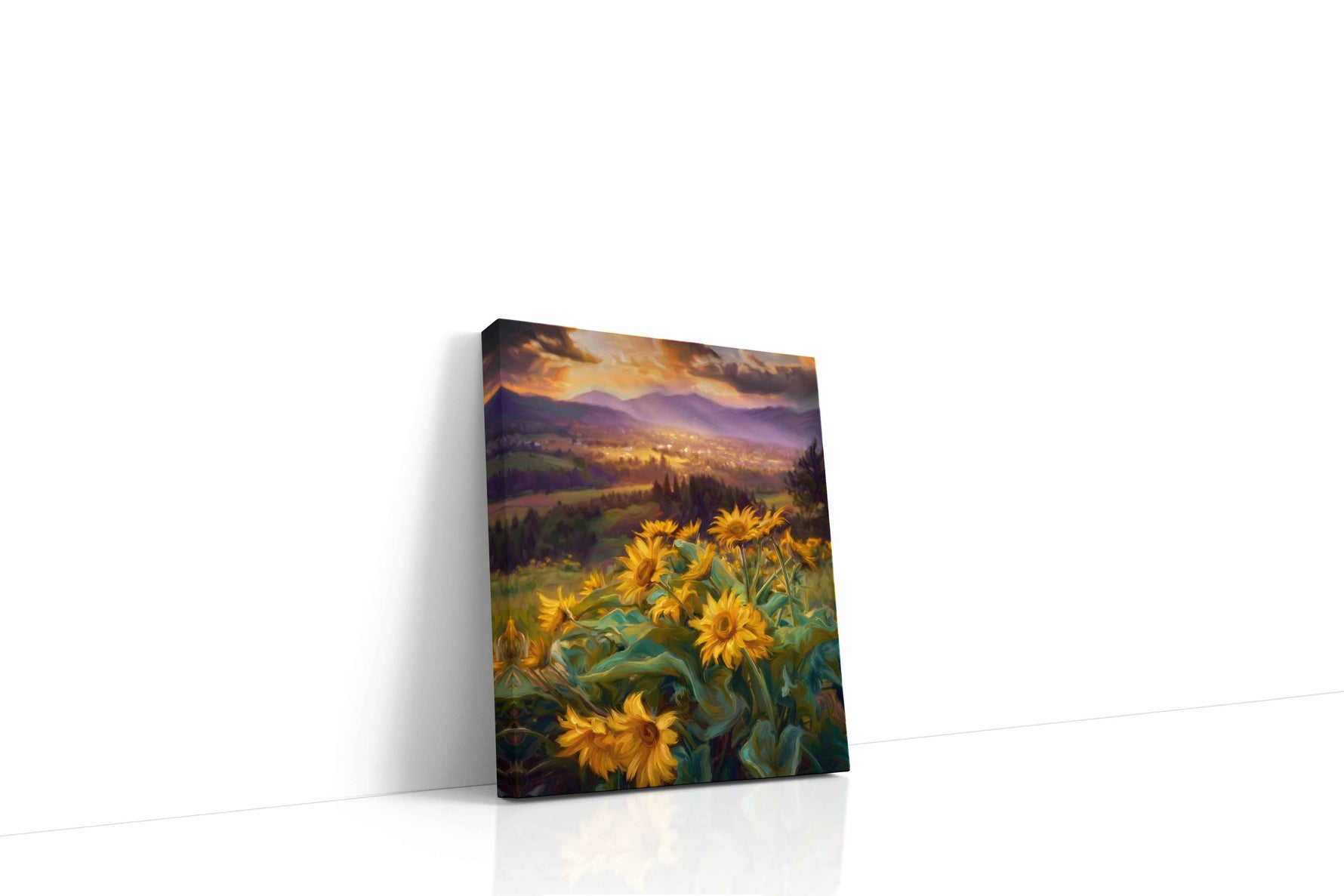 Sunlit Whispers of the Valley landscape canvas print, gallery-wrapped, ready to hang