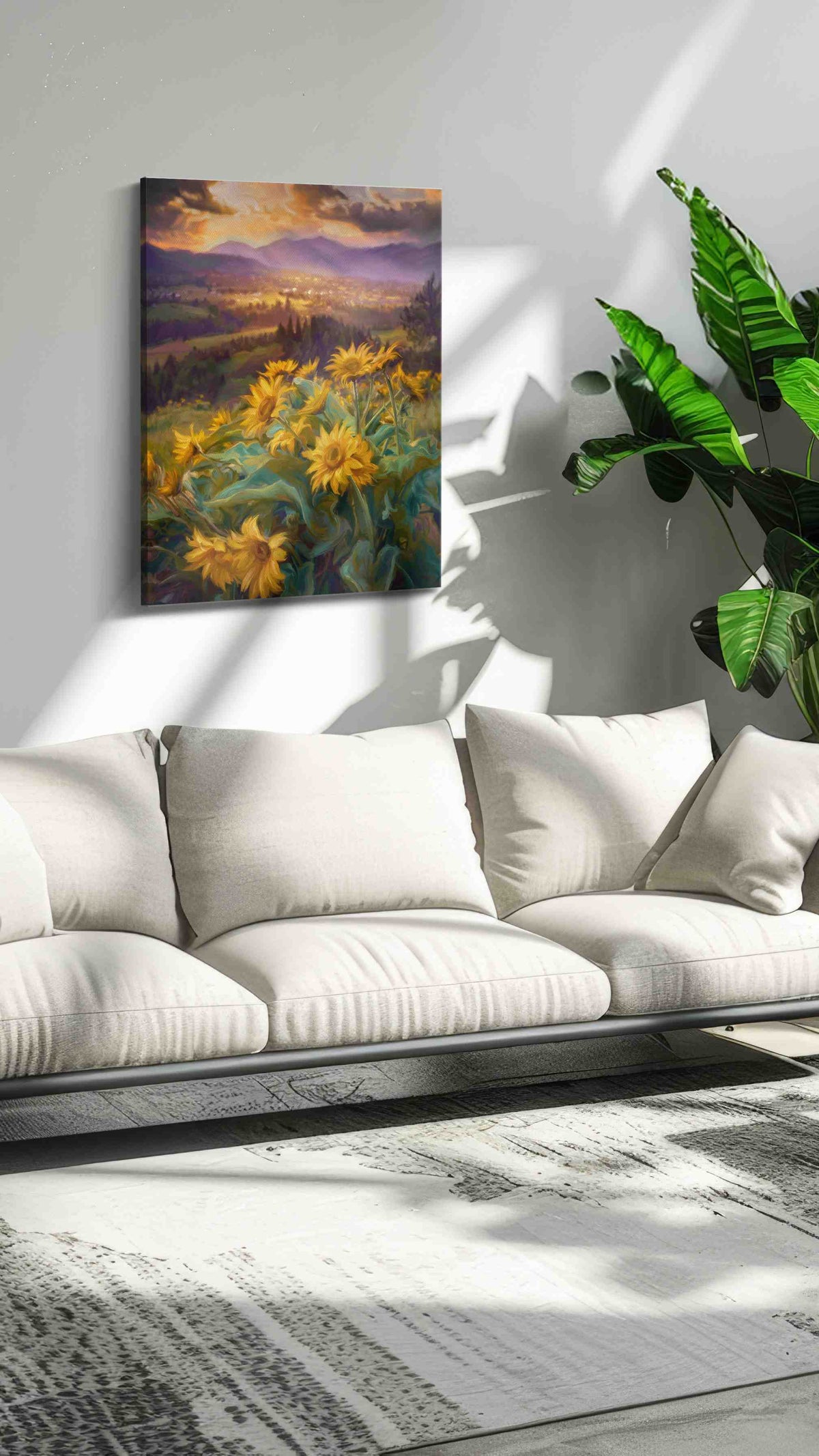 Sunlit Whispers of the Valley landscape canvas print, hanging on wall