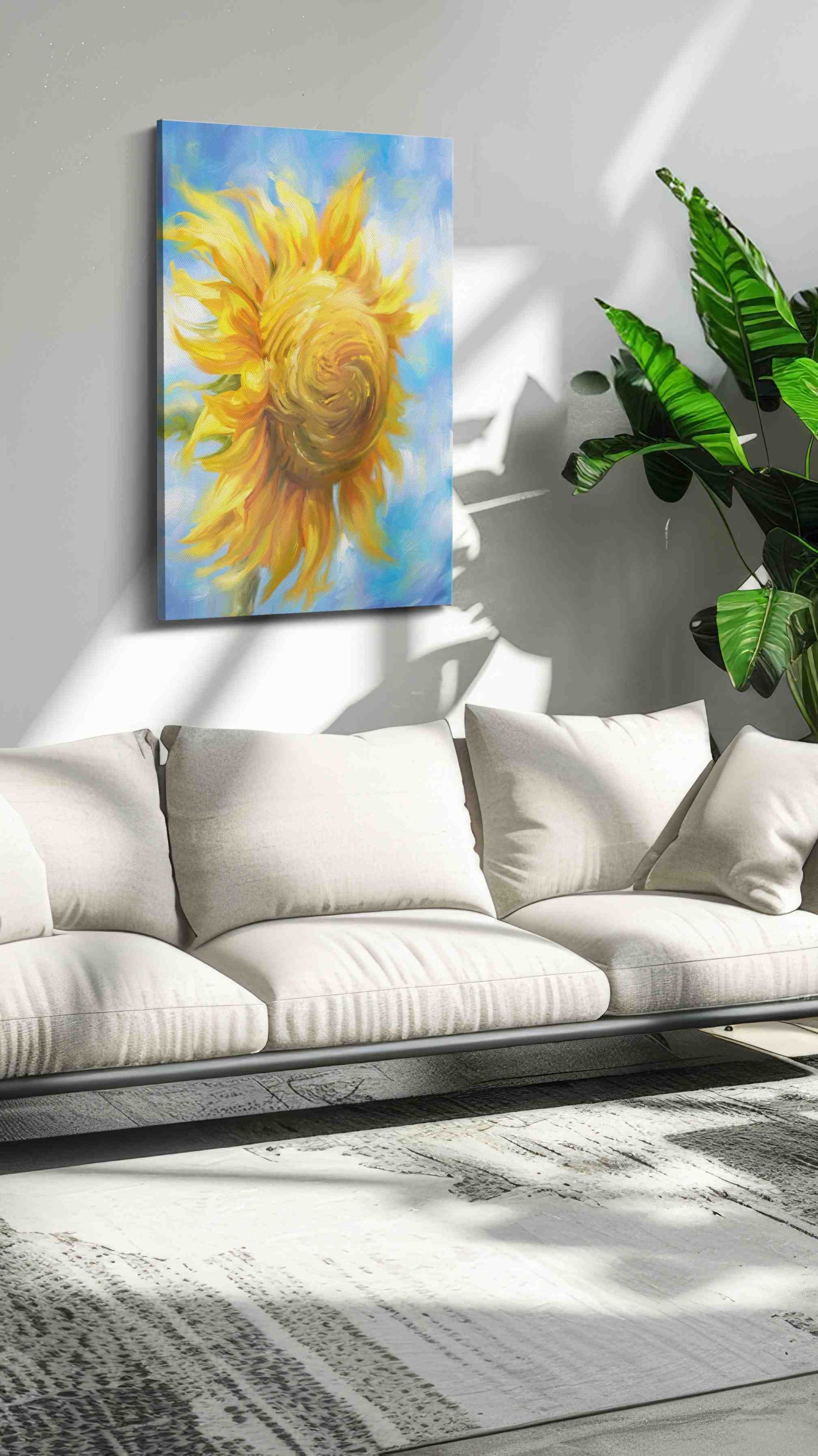 Whispers of the Sun spring canvas print in a modern interior mockup
