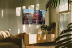 Brick Symphony at Dusk urban canvas print in a contemporary interior mockup