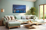 City Lights Symphony urban canvas print, hanging on wall