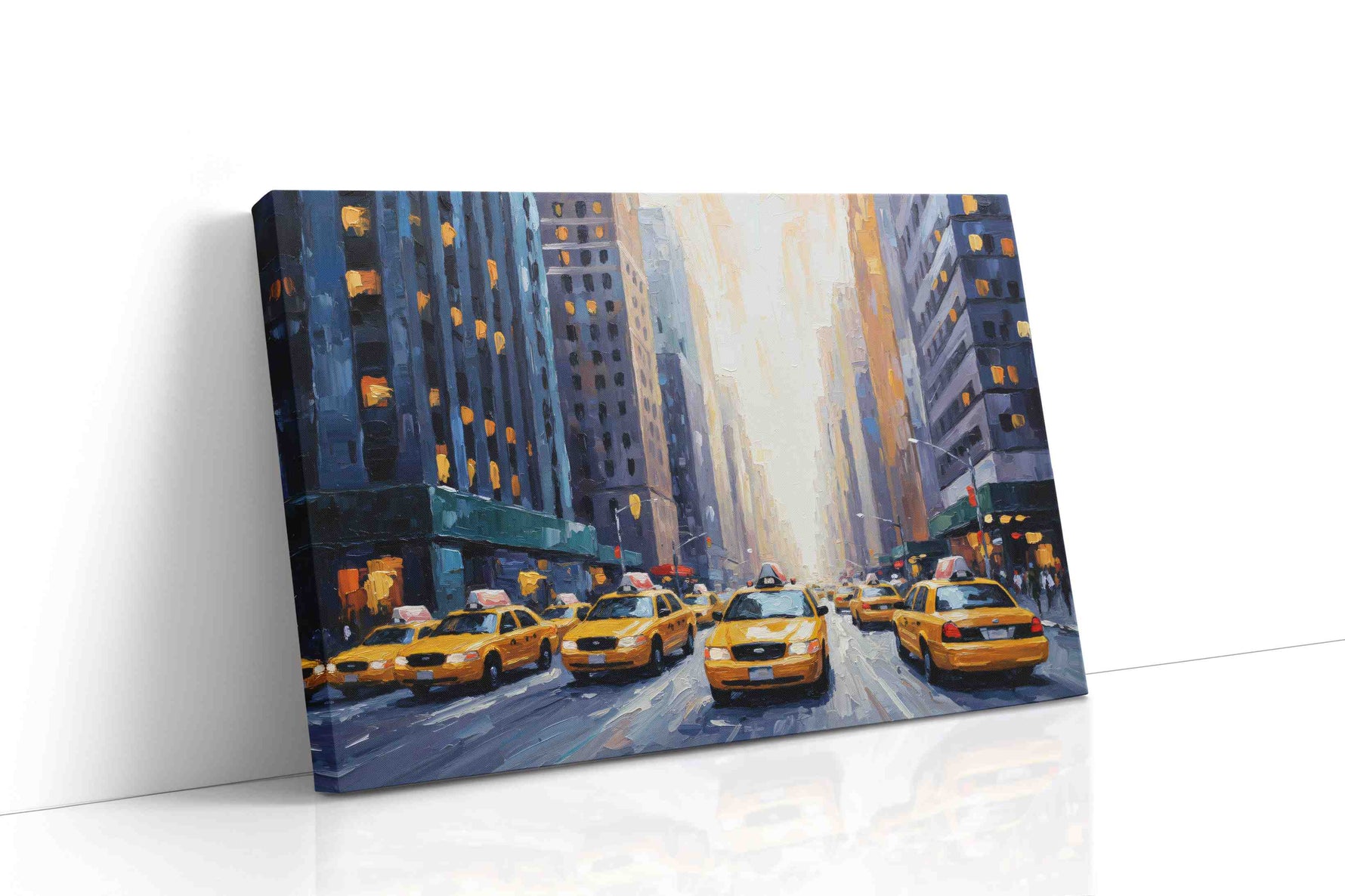 City Pulse Yellow Taxis in Motion urban canvas print gallery-wrapped landscape canvas studio shot