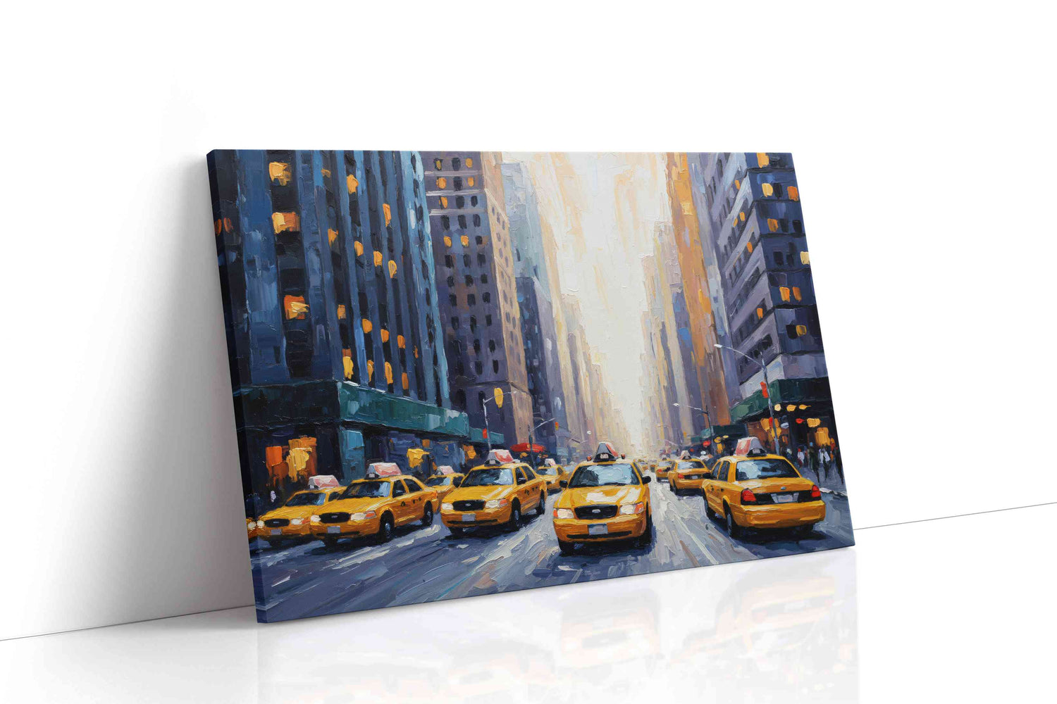 City Pulse Yellow Taxis in Motion urban canvas print, gallery-wrapped, ready to hang